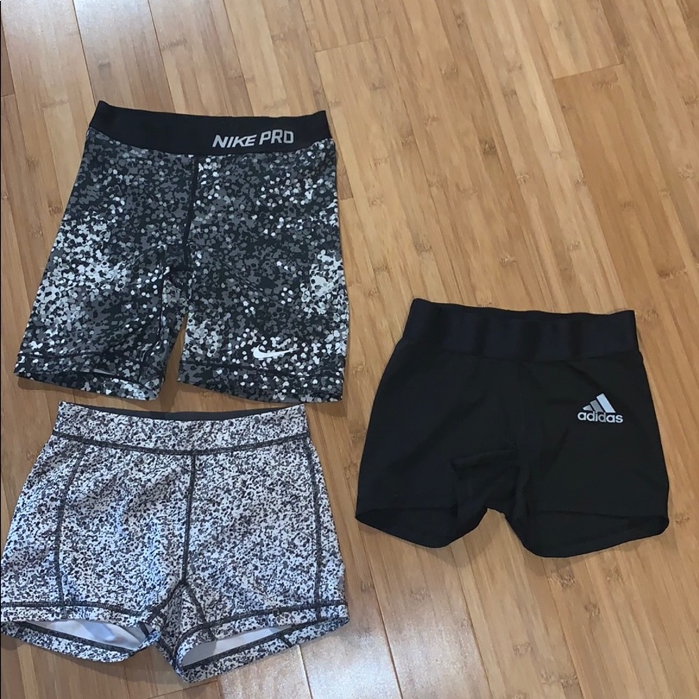 Nike, Adidas spandex shorts 3 Pack., size S